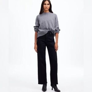 Madewell 31P Black Rinse Wash The Petite Perfect Vintage Wide-Leg Jean New